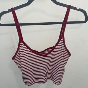 Crop top burgundy stripe tank
